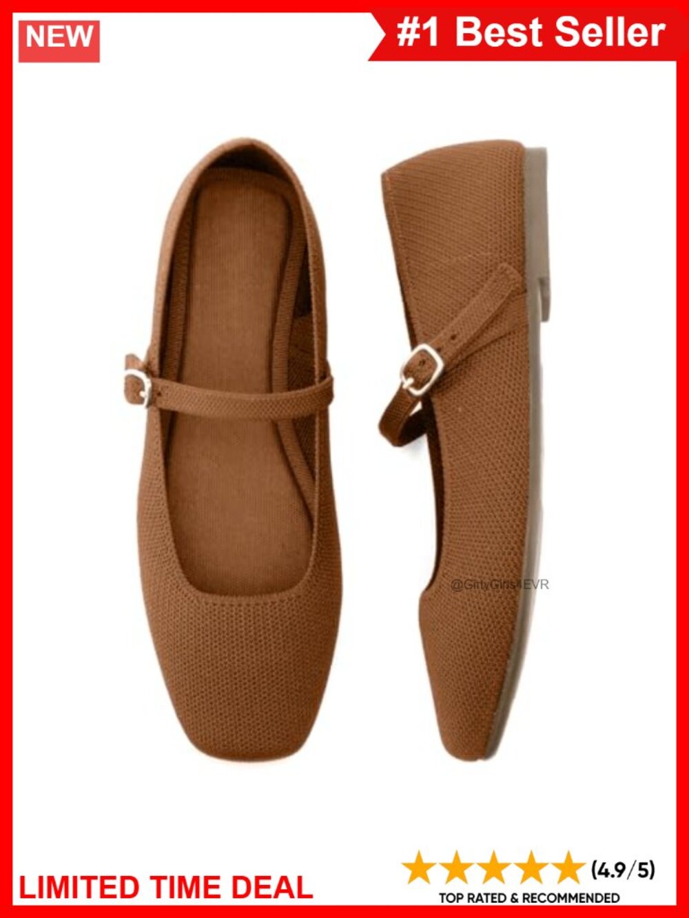 Knit Ballet Flats Square Toe Ankle Strap Mary Jane Comfort Dressy Office